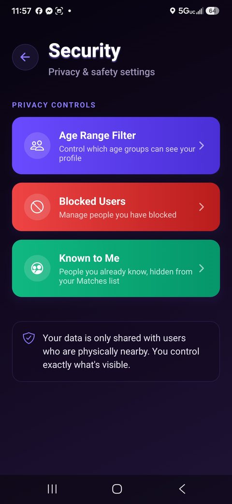 Security and privacy settings