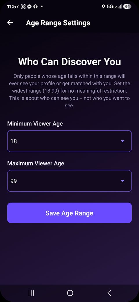 Age range settings